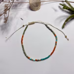 Orange Blue Beaded Bracelet