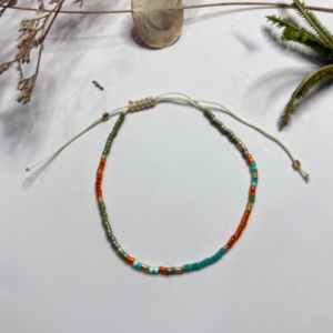 Orange Blue Beaded Bracelet