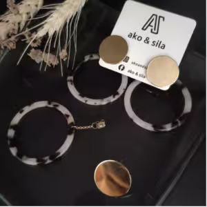 Black White Double Hoop Earrings