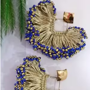Blue Gold Fan Earrings