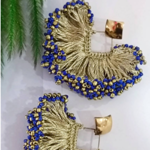 Blue Golden Fan Earrings
