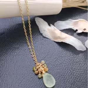 Green Stone Cluster Necklace
