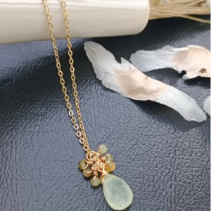 Green Stone Cluster Necklace