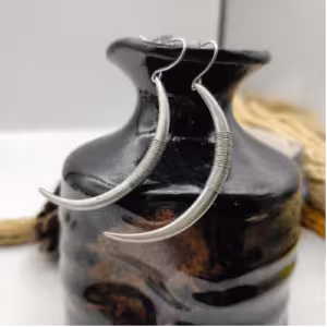 Silver Crescent Horn Earrings