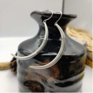 Silver Crescent Horn Earrings