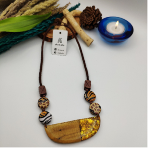 Safari Bead Wood Necklace