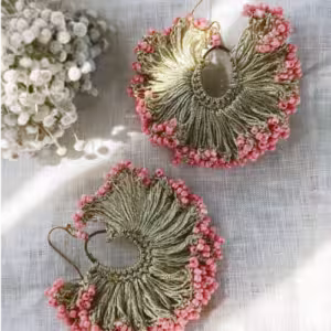 Pink Beaded Fringe Earrings