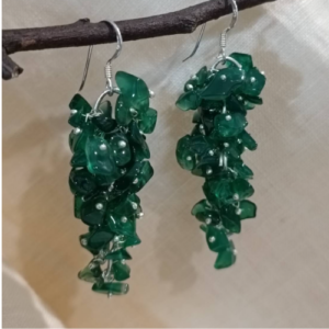 Green Chip Cluster Earrings