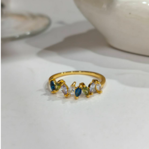 Blue Cluster Stone Ring
