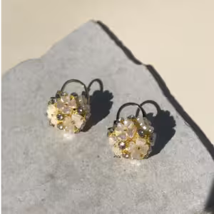 White Floral Cluster Earrings