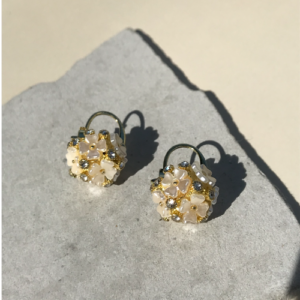 White Floral Cluster Earrings