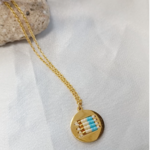 Turquoise Beaded Disc Necklace