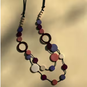 Beaded Circle Wood Necklace