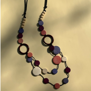 Beaded Circle Wood Necklace