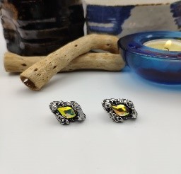 Silver Lime Crystal Stud Earrings