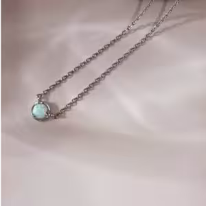 Silver Aqua Bezel Necklace