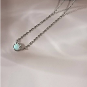 Silver Aqua Bezel Necklace