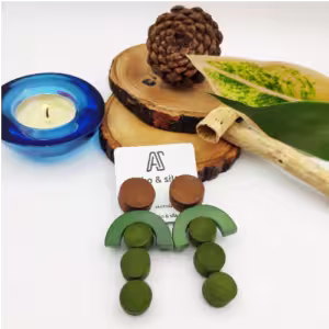 Green Leaf Wood Bead Earrings
