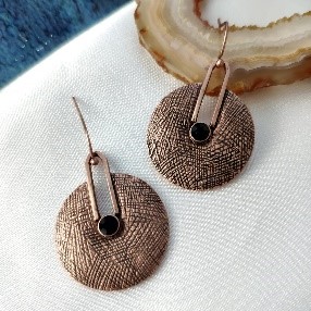 Rose Gold Textured Disc Earrings