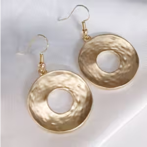 Gold Hammered Disc Earrings