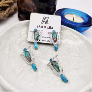 Turquoise Geometric Drop Earrings