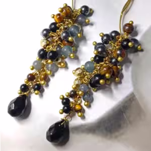Black Cluster Drop Earrings