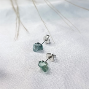 Blue Raw Stone Stud Earrings