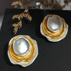 Mixed Metal Flower Stud Earrings