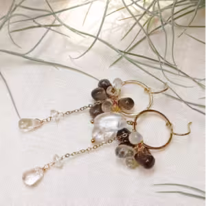 Grey Crystal Hoop Earrings