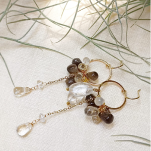 Grey Crystal Hoop Earrings