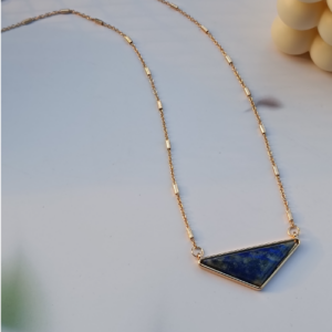 Gold Blue Triangle Necklace