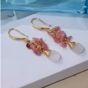 Pink Pearl Teardrop Earrings