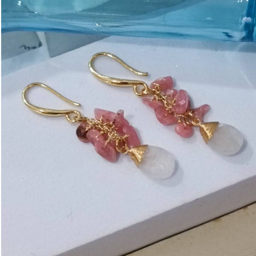 Pink Pearl Teardrop Earrings