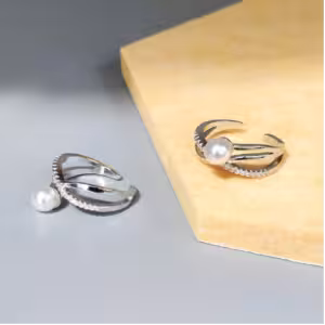Silver Pearl Bypass Ring