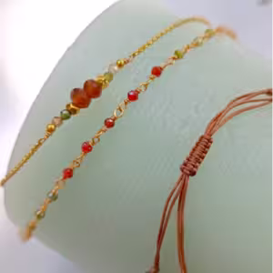 Orange Gold Seed Bead Bracelet