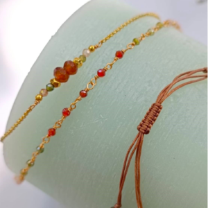Orange Golden Seed Bead Bracelet
