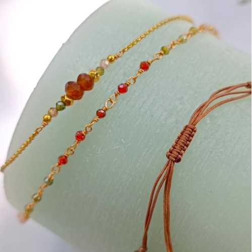 Orange Gold Seed Bead Bracelet