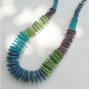 Blue Green Ombre Disc Necklace