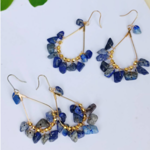 Blue Bead Hoop Earrings