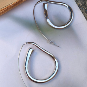 Silver Open Oval Hoop Earrings