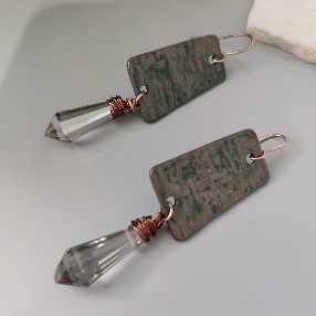 Green Stone Crystal Drop Earrings