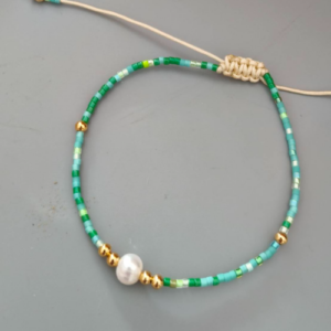 Green Pearl Chain Bracelet