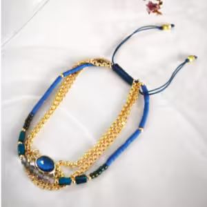 Blue Double Strand Beaded Bracelet