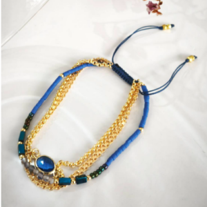 Blue Double Strand Beaded Bracelet