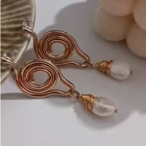 Pearl Spiral Drop Earrings