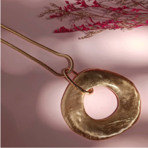 Gold Hammered Disc Necklace
