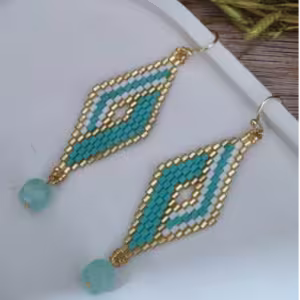 Turquoise Gold Nazar Drop Earrings