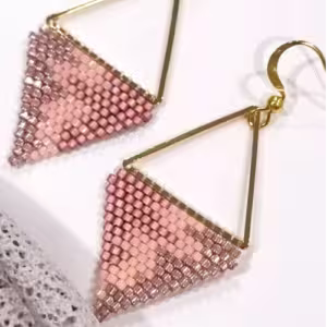 Blush Triangle Beaded Earrings