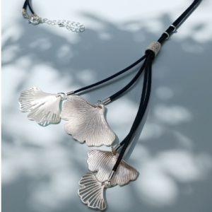 Silver Ginkgo Tassel Necklace