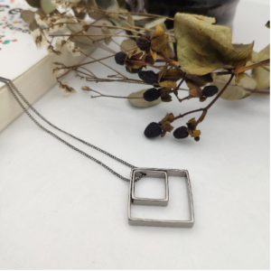 Black Double Square Necklace